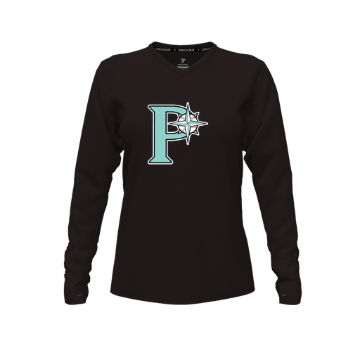 [FTLVCFBK-FYXS-LOGO1] Decker Comfort T-Shirt (Female Youth XS, Black, V Neck, Logo 1, Long Sleeve)