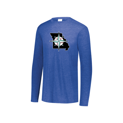 [FTLCUBRY-YS-LOGO3] Decker Youth Tri-Blend T-Shirt - Long Sleeve (Youth S, Royal, Logo 3)